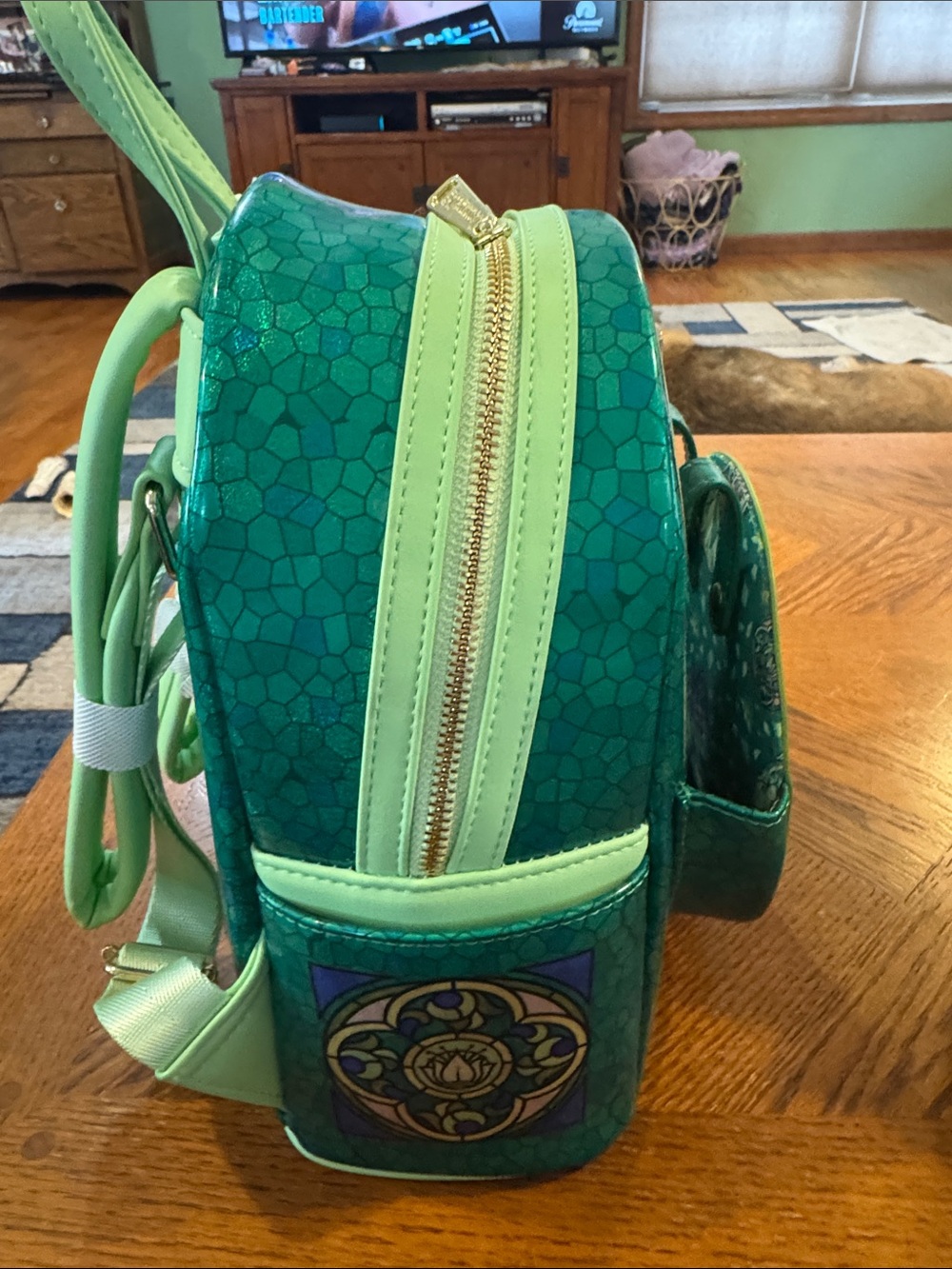 Loungefly Green Tiana Stained-Glass Mini Backpack - Picture 4 of 4